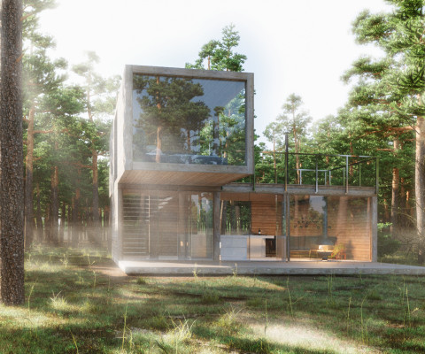 Nowoczesny ekologiczny dom drewniany modułowy